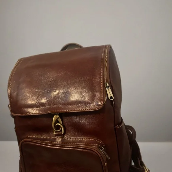 Italian Brown Leather Bag pack- Made In Italy-fits laptop-from Florence